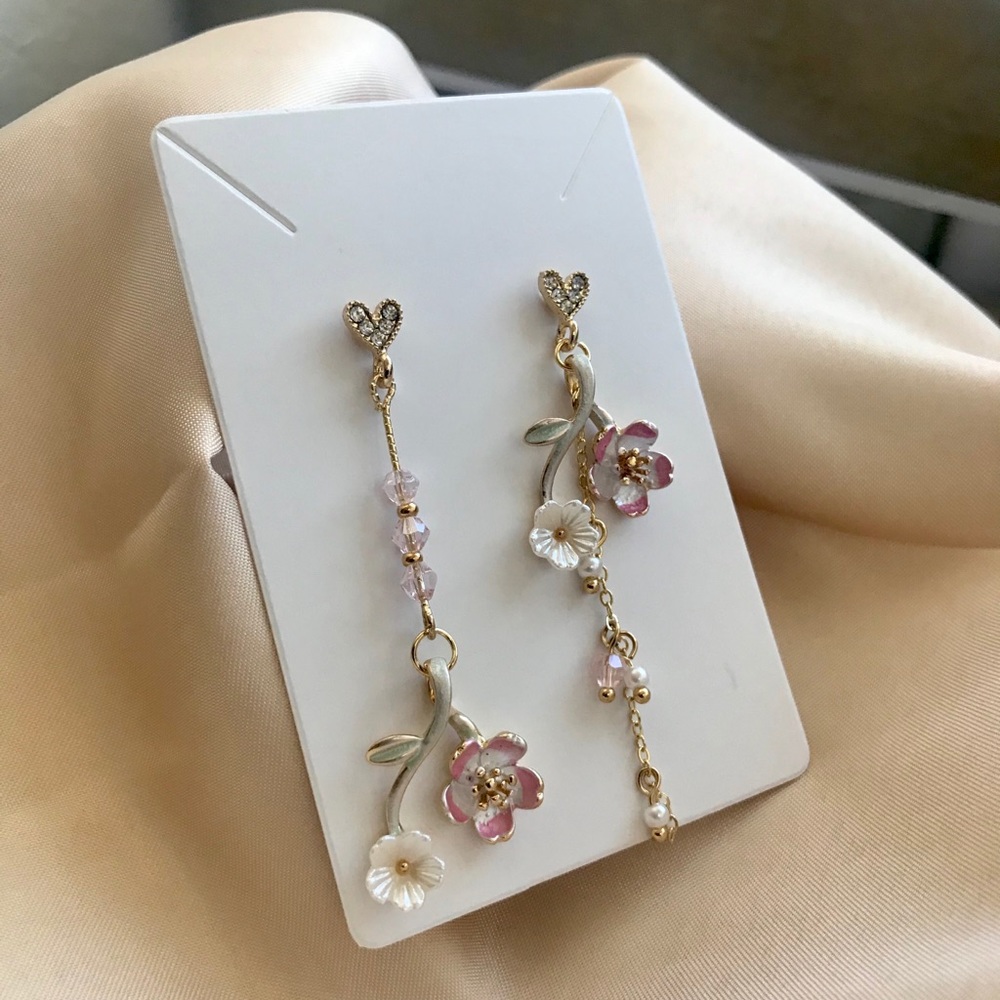 Cherry blossom heart earrings
